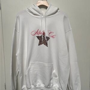 Alpha Chi Omega Cheetah Star White Hoodie